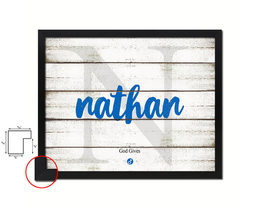 Nathan Personalized Bible Name Plate Framed Print Art Kids Baby Room Wall Decor Gifts