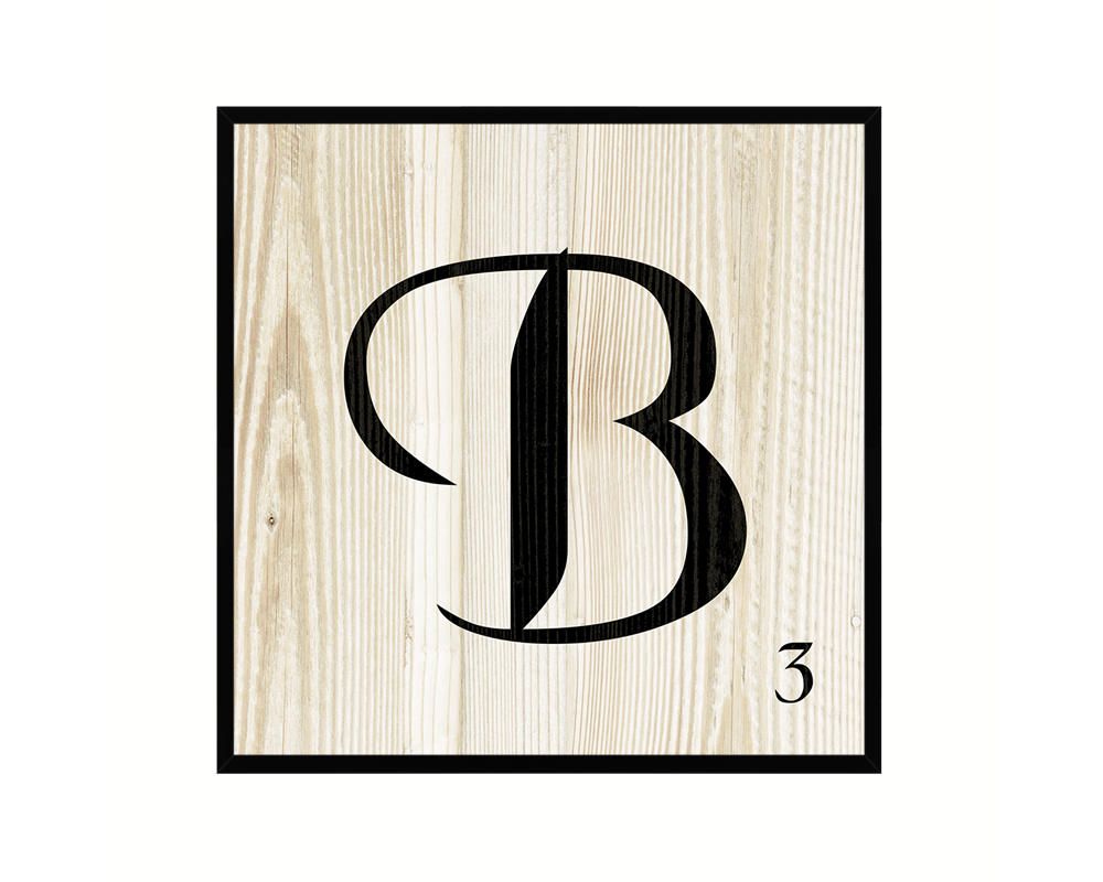 Letter B Custom Scrabble Sign Framed Prints Wall Art Decor Gifts, Wood