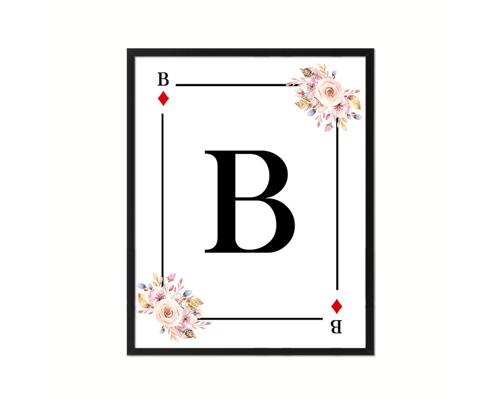 Letter B Custom Initial Boho Monogram Playing Card Framed Prints Wall Art