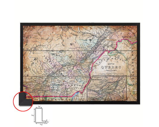 Quebec Montreal Antique Map Framed Print Art Wall Decor Gifts