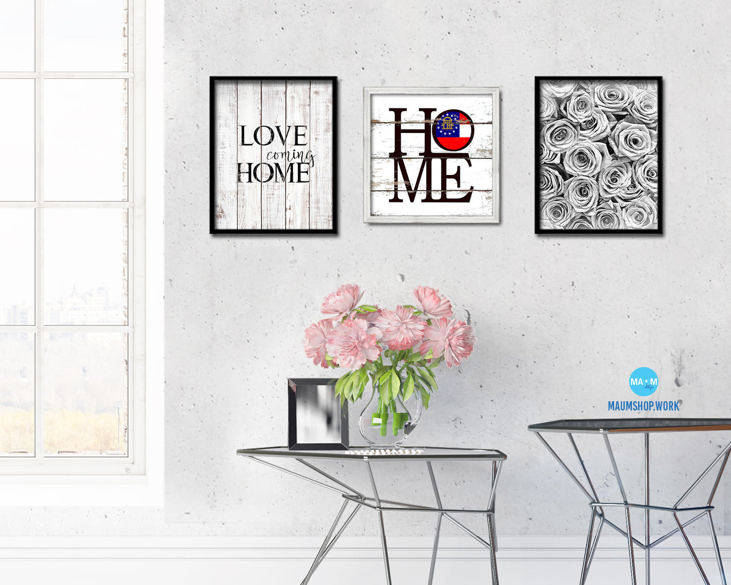 Georgia State Flag Home Sign Framed Print Decor Wall Art Gifts