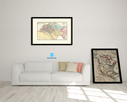 Europe in the middle ages Crusades Old Map Framed Print Art Wall Decor Gifts