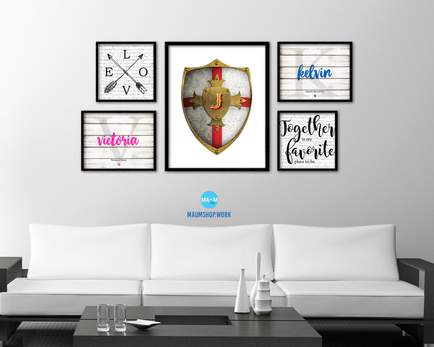 Letter J Personalized Medieval Armor Knight Custom Monogram Framed Prints Wall Art