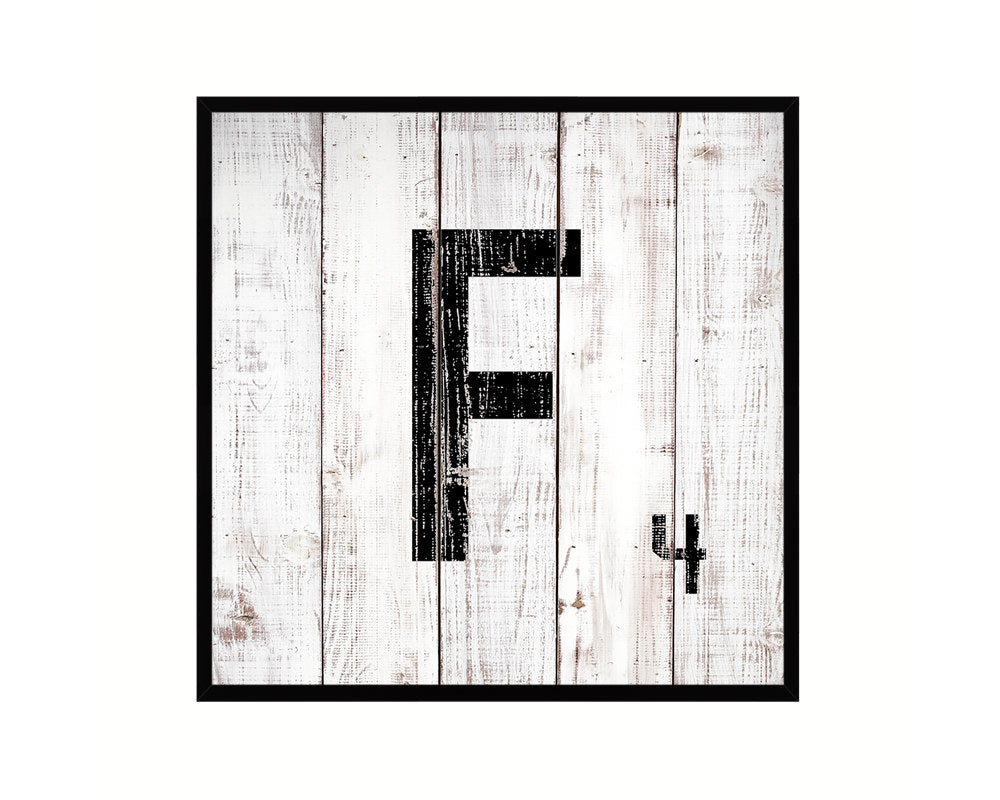 Letter F Custom Scrabble Sign Framed Prints Wall Art Decor Gifts, White Wash Wood
