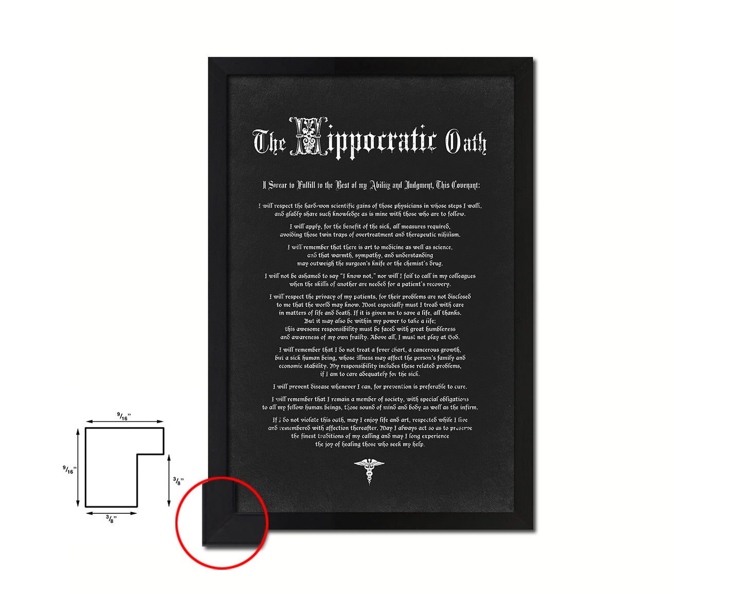 Hippocratic Oath Declarations Gifts for Medical Students Doctor Office Decor Wall Art, Black