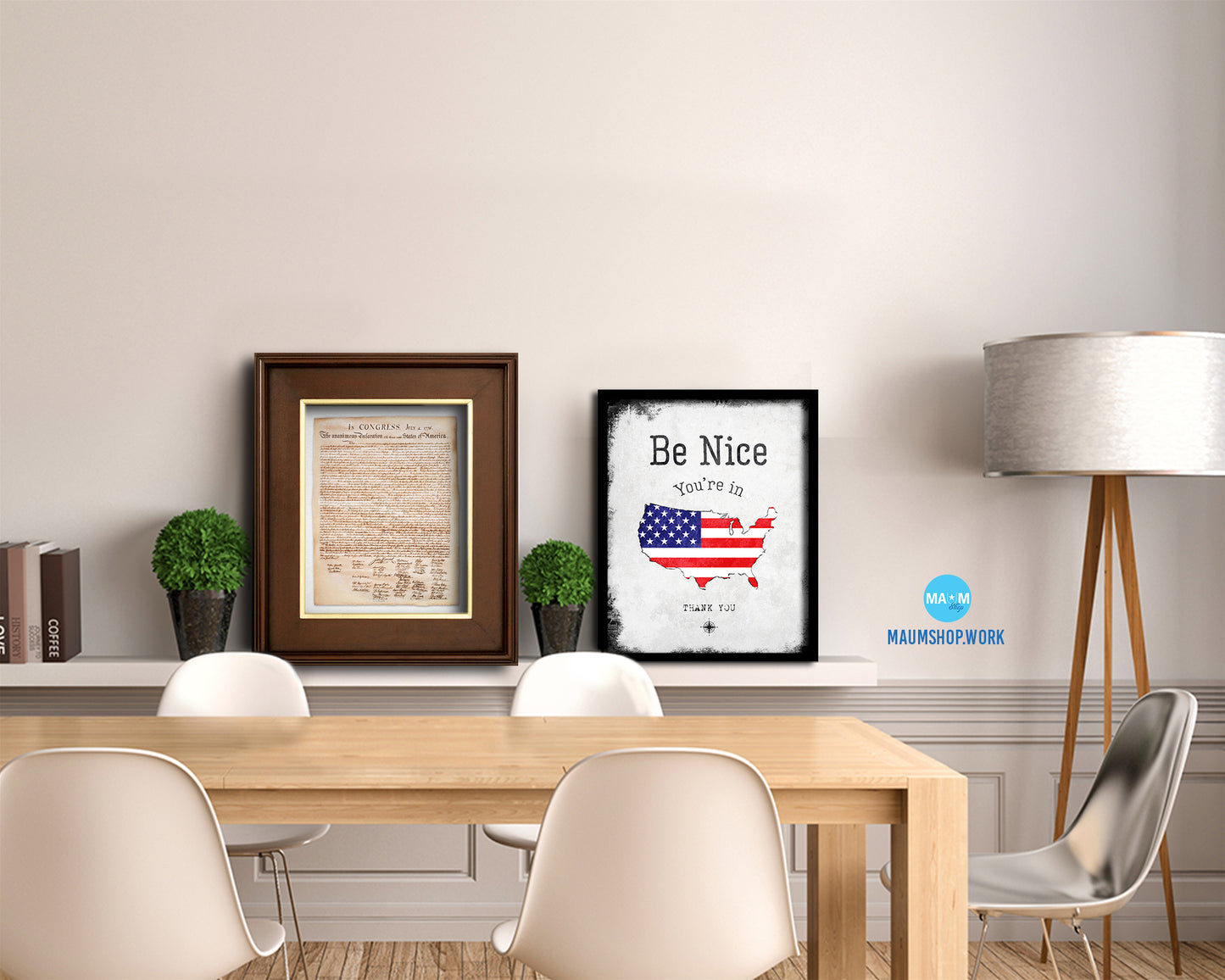 Bill of Rights US Historical Print Art Wood Framed Wall Decor Gifts, 12" x 16"