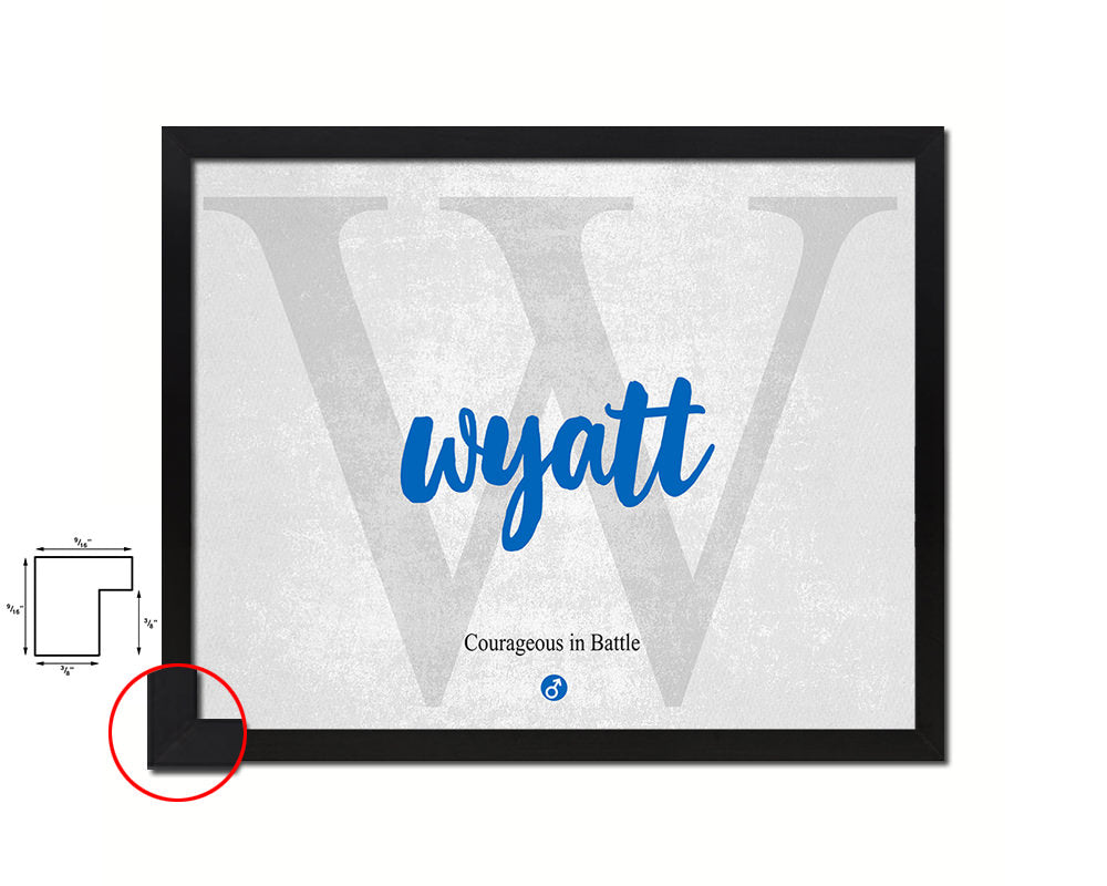 Wyatt Personalized Bible Name Plate Framed Print Art Kids Baby Room Wall Decor Gifts