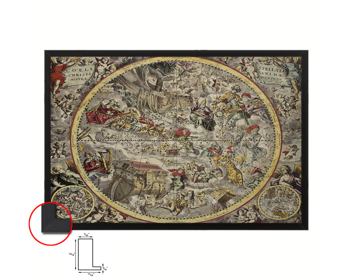 Christian Celestial Hemisphere Atlas Coelestis Andreas Cellarius Historical Map Framed Print