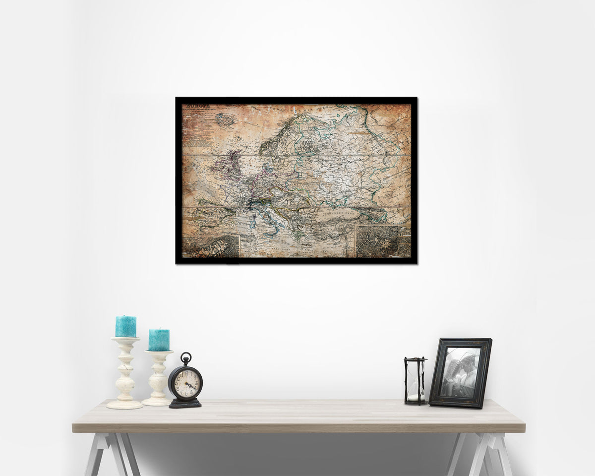 Europe 1872 Antique Map Framed Print Art Wall Decor Gifts