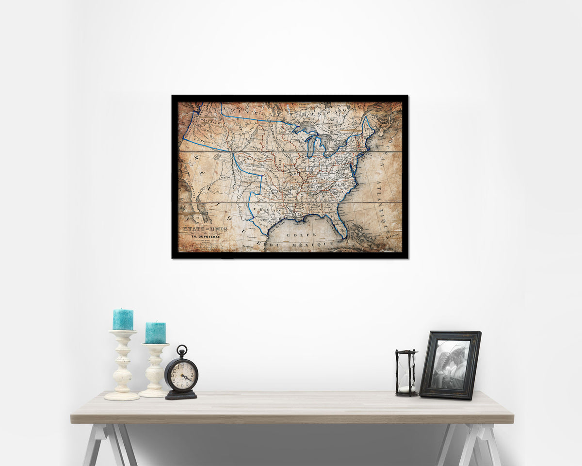United States Antique Map Framed Print Art Wall Decor Gifts