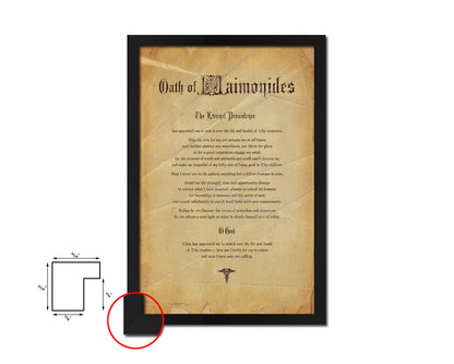 Maimonides Oath Vintage Declarations Gifts Medical Students Doctor Office Decor Wall Art, Brown