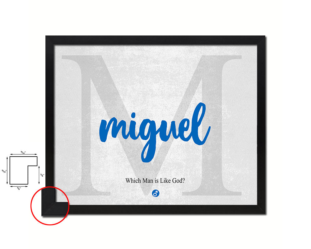 Miguel Personalized Bible Name Plate Framed Print Art Kids Baby Room Wall Decor Gifts