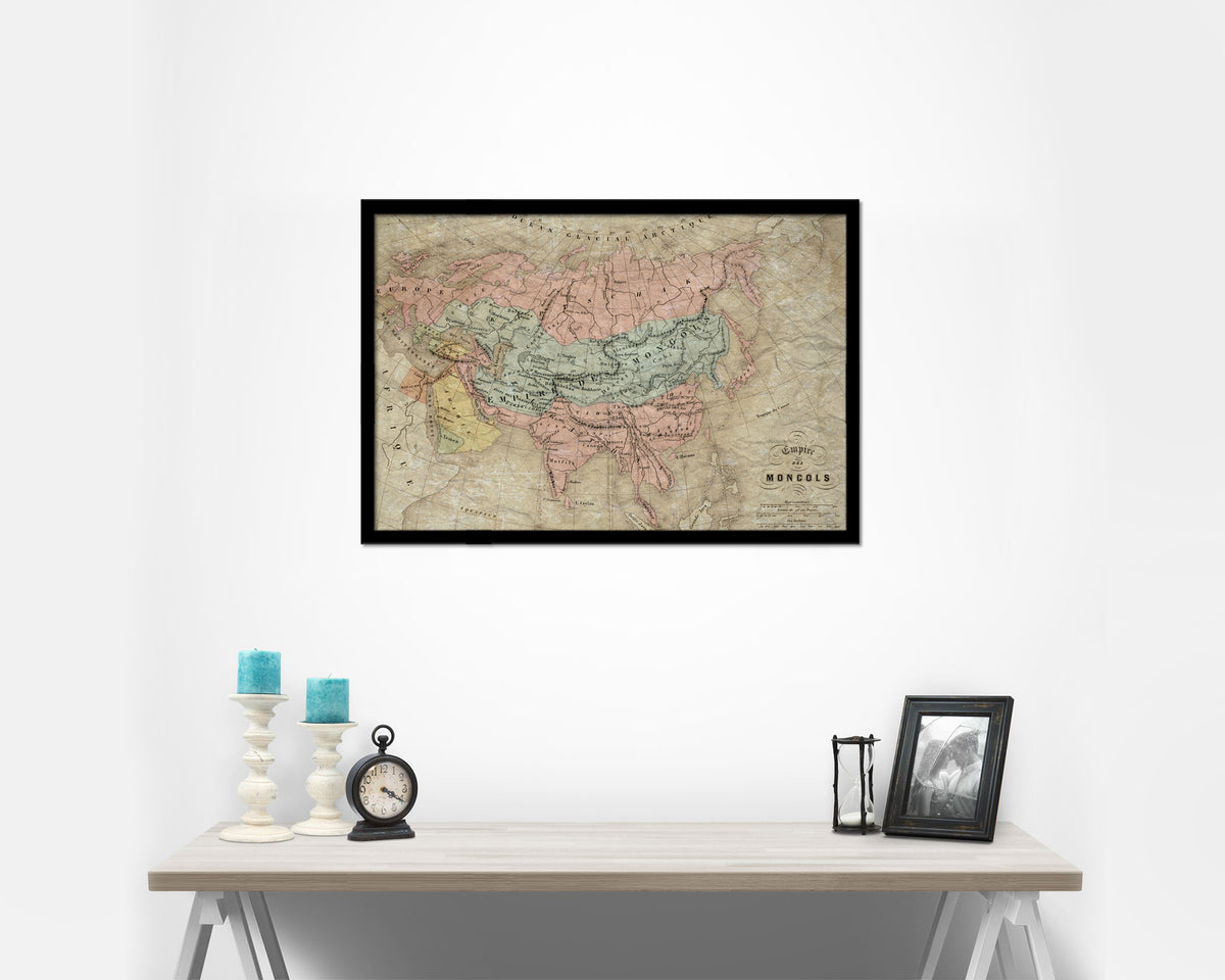 Mongolian Empire Asia Historical Map Framed Print Art Wall Decor Gifts