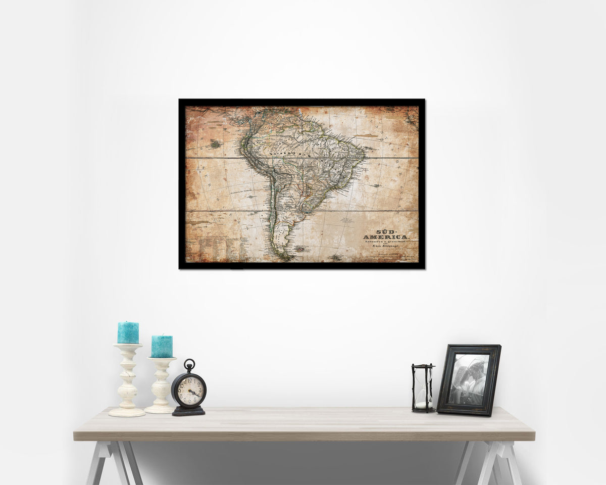 South America Antique Map Framed Print Art Wall Decor Gifts