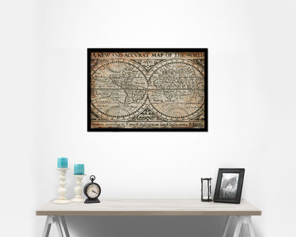 World John Speed 1635 Antique Map Framed Print Art Wall Decor Gifts
