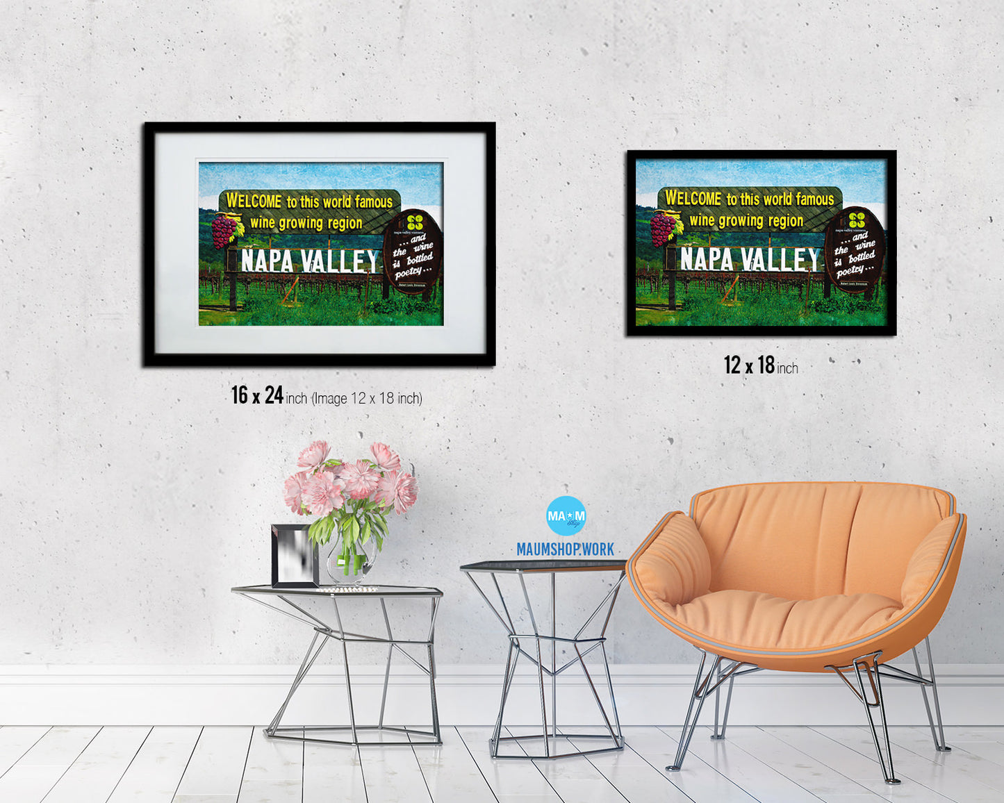 Entrance Sign Napa Valley Landscape Painting Print Art Frame Home Wall Decor Gifts