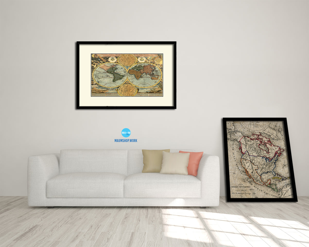 World Ortelius Circa Old Map Framed Print Art Wall Decor Gifts