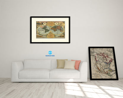World Ortelius Circa Old Map Framed Print Art Wall Decor Gifts