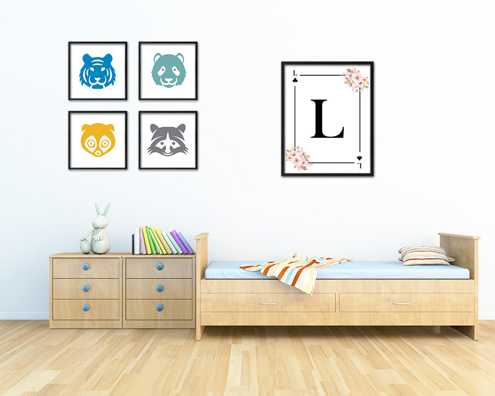 Letter L Custom Initial Boho Monogram Playing Card Framed Prints Wall Art