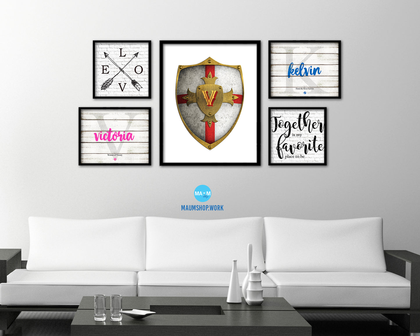 Letter V Personalized Medieval Armor Knight Custom Monogram Framed Prints Wall Art