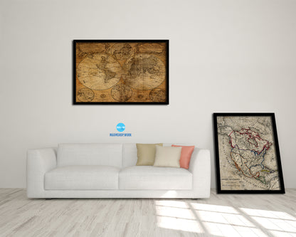 World Johann Baptist Homann Nuremberg Germany 1746 Historical Map Framed Print Art Wall Decor Gifts