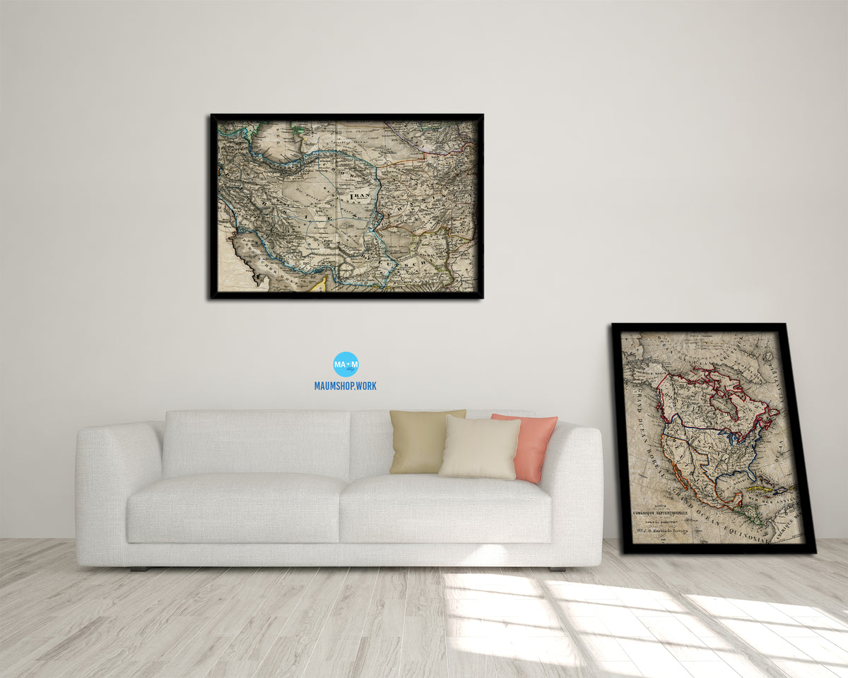 Iran Afghanistan Historical Map Framed Print Art Wall Decor Gifts