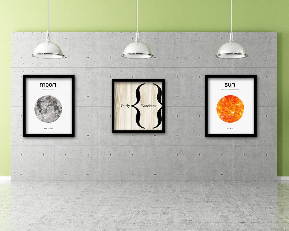 Curly Brackets Punctuation Symbol Framed Print Home Decor Wall Art Teacher Gifts