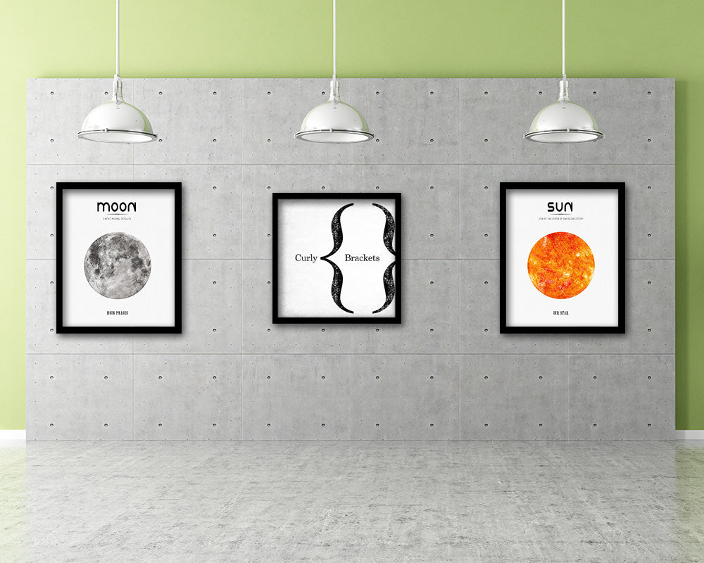 Curly Brackets Punctuation Symbol Framed Print Home Decor Wall Art Teacher Gifts