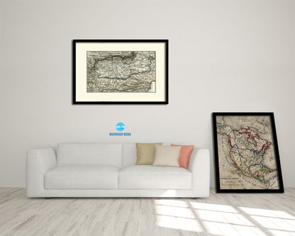 Transylvania Hungary Old Map Framed Print Art Wall Decor Gifts