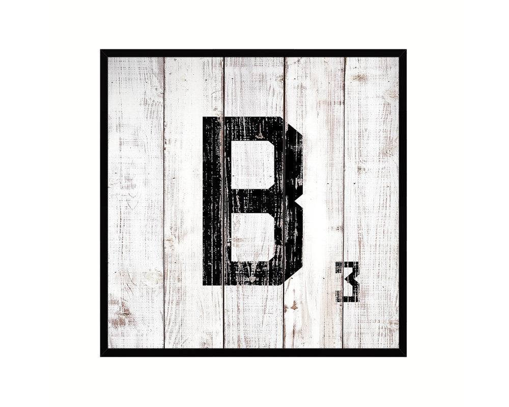 Letter B Custom Scrabble Sign Framed Prints Wall Art Decor Gifts, White Wash Wood