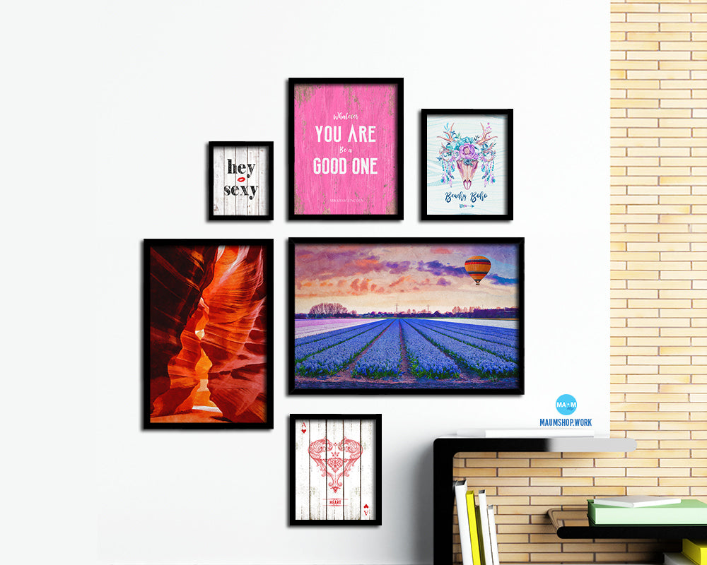 Tulip field of blooming Blue Landscape Painting Print Art Frame Home Wall Decor Gifts