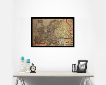 Europe 1870 Vintage Map Framed Print Art Wall Decor Gifts