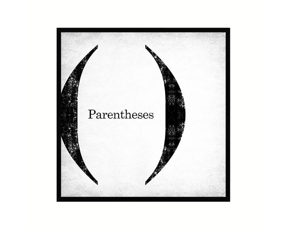 Parentheses Punctuation Symbol Framed Print Home Decor Wall Art Teacher Gifts