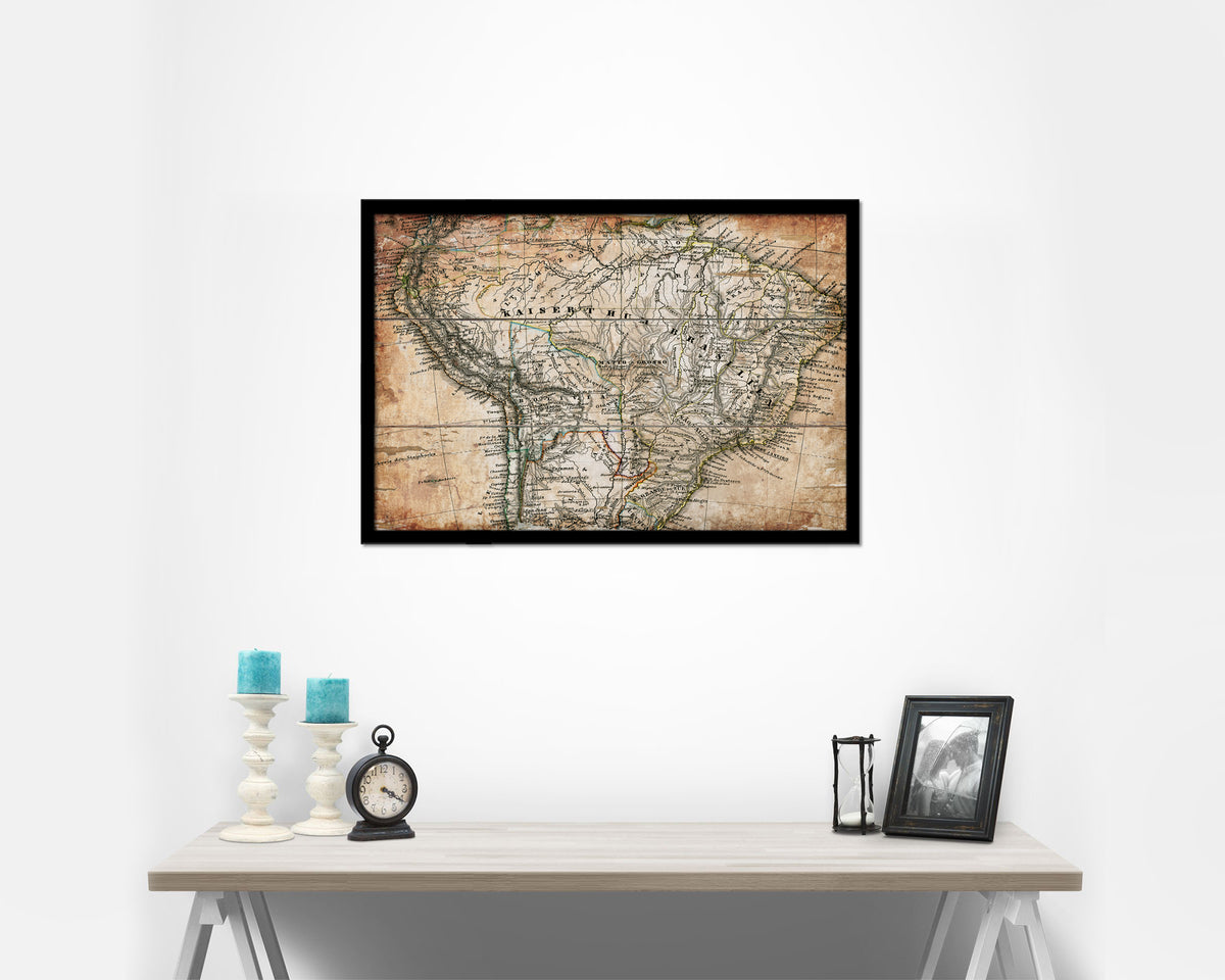 South America Stieler Brazil 1875 Antique Map Framed Print Art Wall Decor Gifts