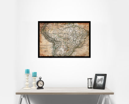 South America Stieler Brazil 1875 Antique Map Framed Print Art Wall Decor Gifts