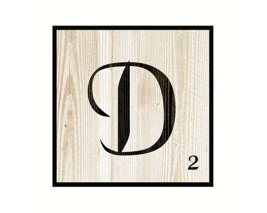 Letter D Custom Scrabble Sign Framed Prints Wall Art Decor Gifts, Wood