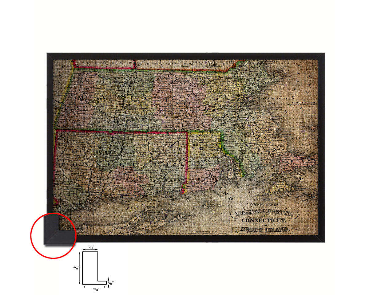 Massachusetts Spofford's Atlas United States 1900 Vintage Map Framed Print Art Wall Decor Gifts