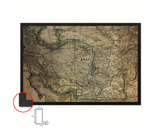 Iran Afghanistan Vintage Map Framed Print Art Wall Decor Gifts