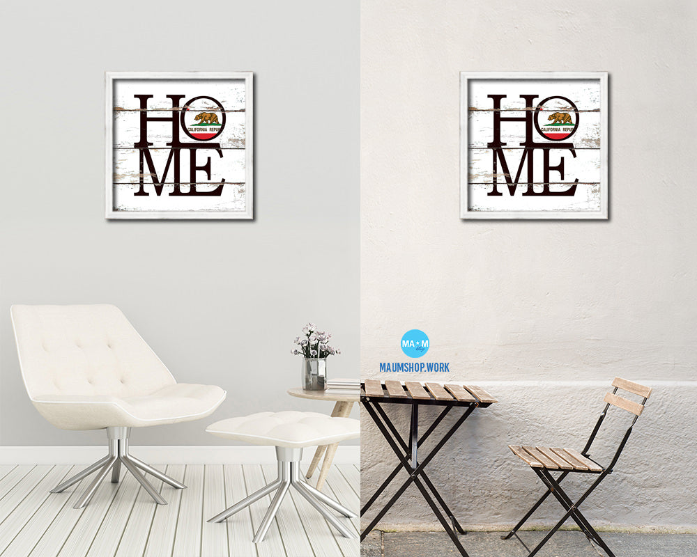 California State Flag Home Sign Framed Print Decor Wall Art Gifts