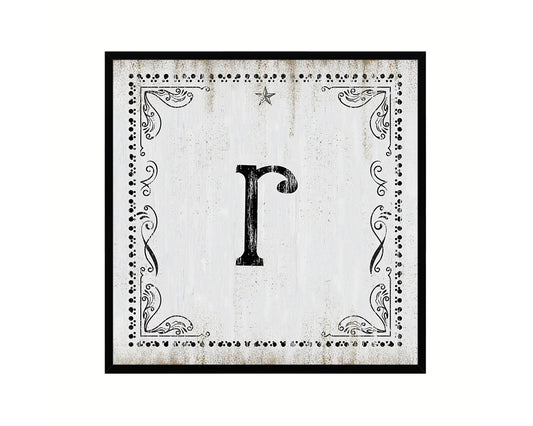 Letters R Custom Monogram Name Sign Framed Prints Wall Art Décor, White Wash