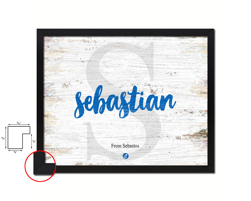 Sebastian Personalized Bible Name Plate Framed Print Art Kids Baby Room Wall Decor Gifts