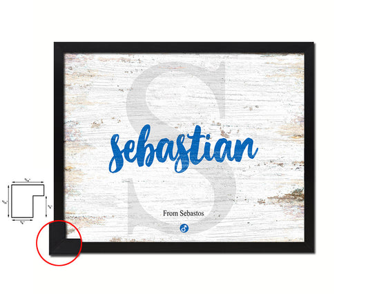 Sebastian Personalized Bible Name Plate Framed Print Art Kids Baby Room Wall Decor Gifts