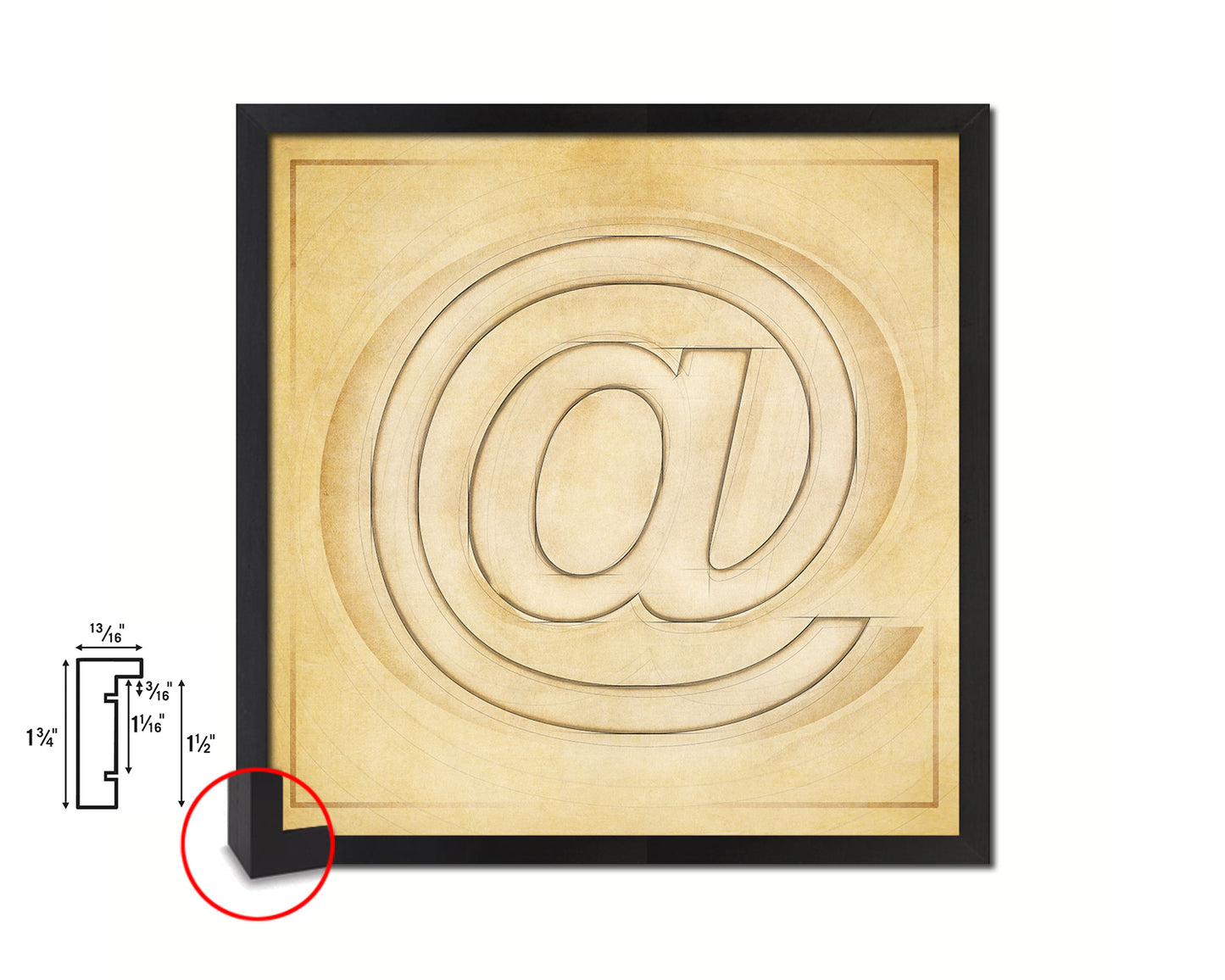 At sign Punctuation Symbol Framed Print Home Decor Wall Art Teacher Gifts