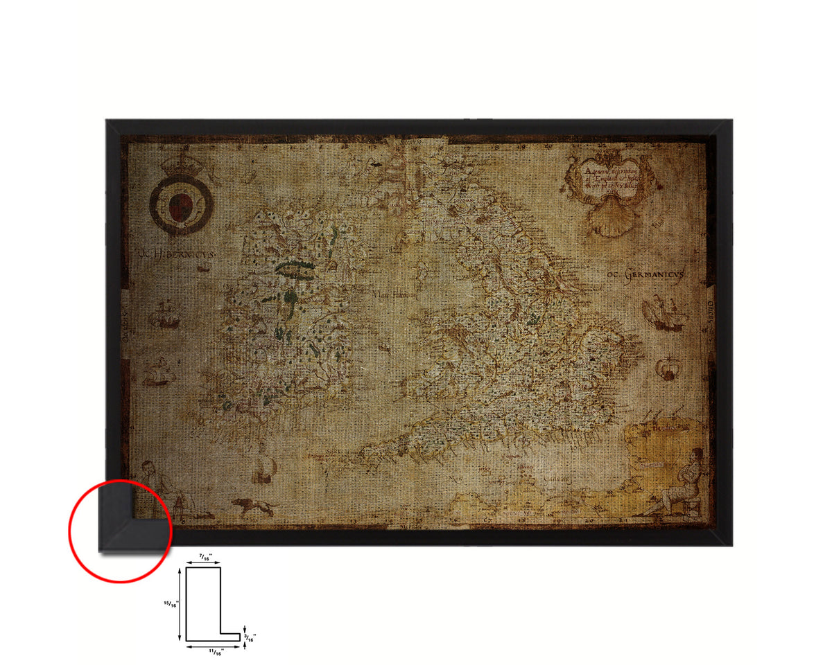 British Islands Vintage Map Framed Print Art Wall Decor Gifts
