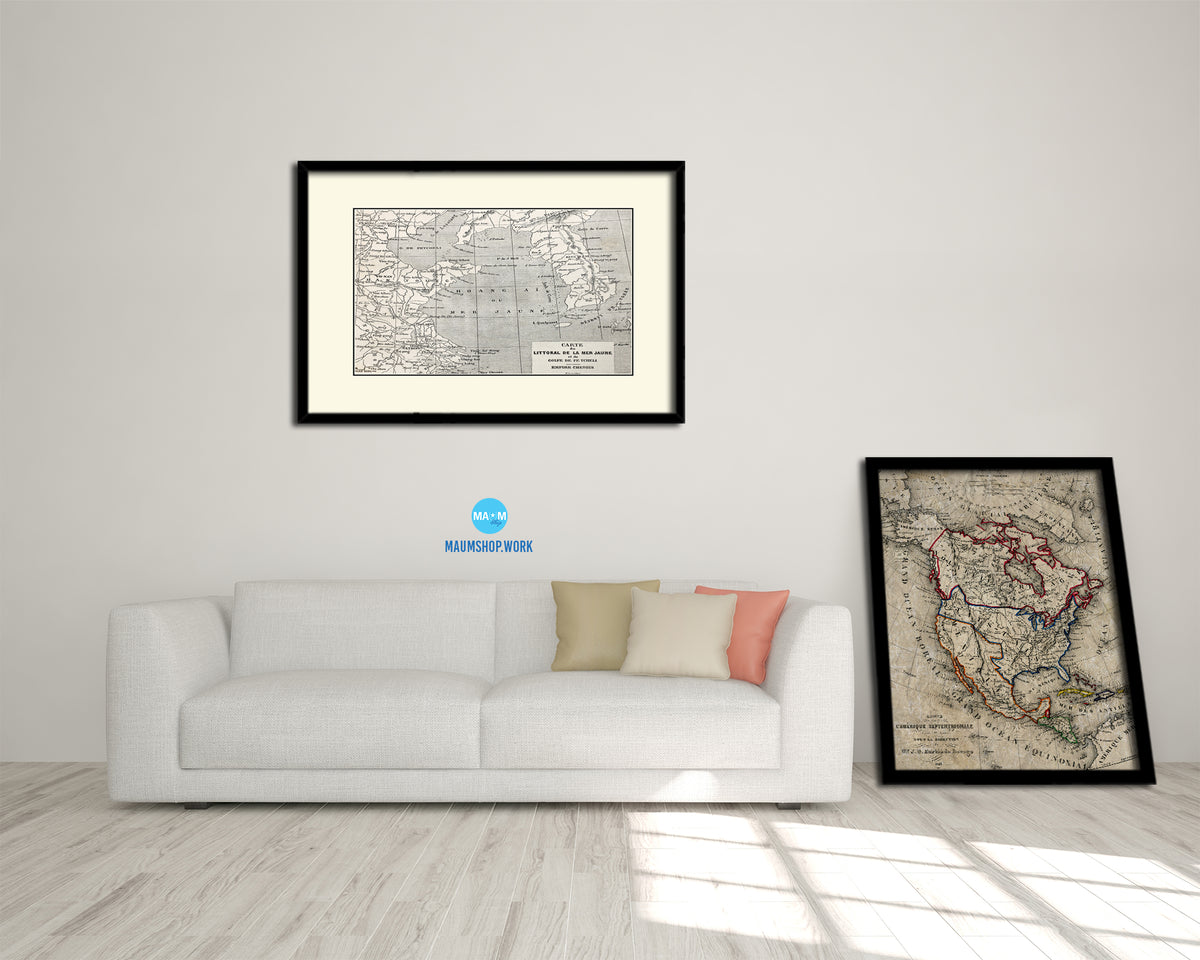 Yellow Sea Coast Erhard Bonaparte Paris 1864 Old Map Framed Print Art Wall Decor Gifts