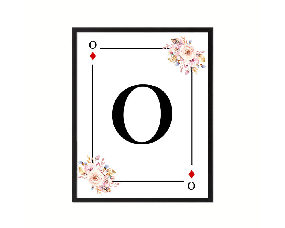 Letter O Custom Initial Boho Monogram Playing Card Framed Prints Wall Art