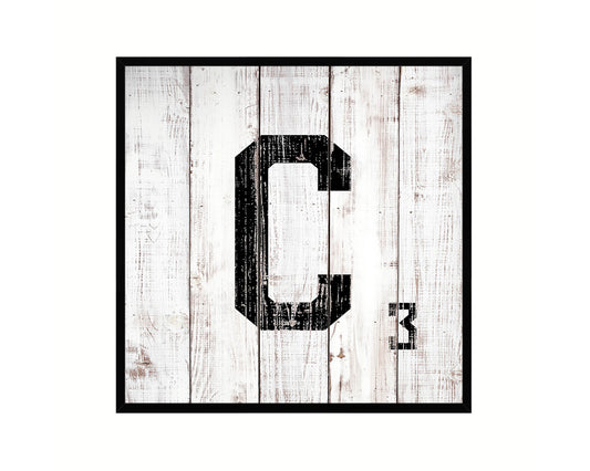 Letter C Custom Scrabble Sign Framed Prints Wall Art Decor Gifts, White Wash Wood