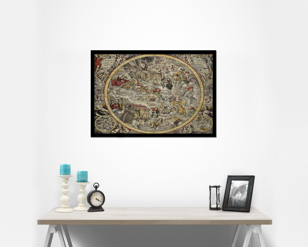 Christian Celestial Hemisphere Atlas Coelestis Andreas Cellarius Historical Map Framed Print