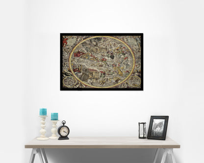 Christian Celestial Hemisphere Atlas Coelestis Andreas Cellarius Historical Map Framed Print