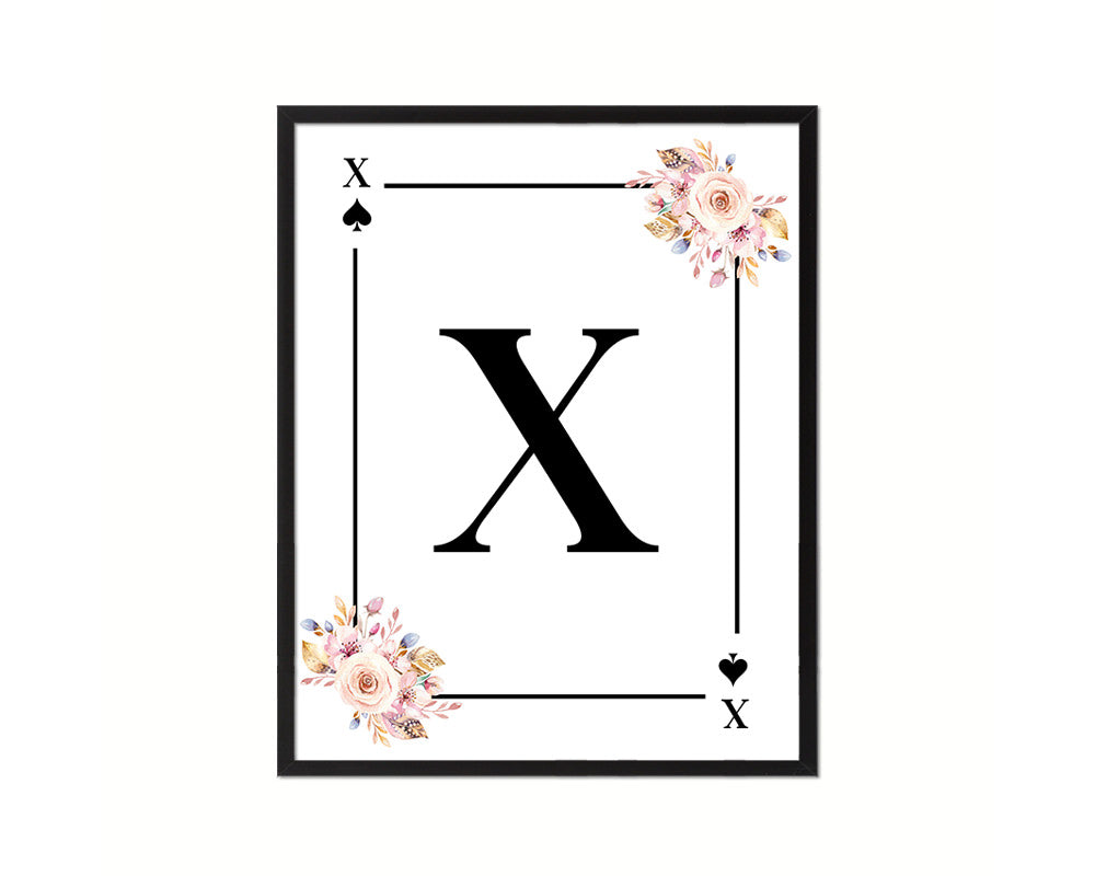Letter X Custom Initial Boho Monogram Playing Card Framed Prints Wall Art